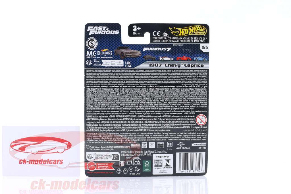 Chevrolet Caprice F&F year 1987 dull grey 1:64 HotWheels