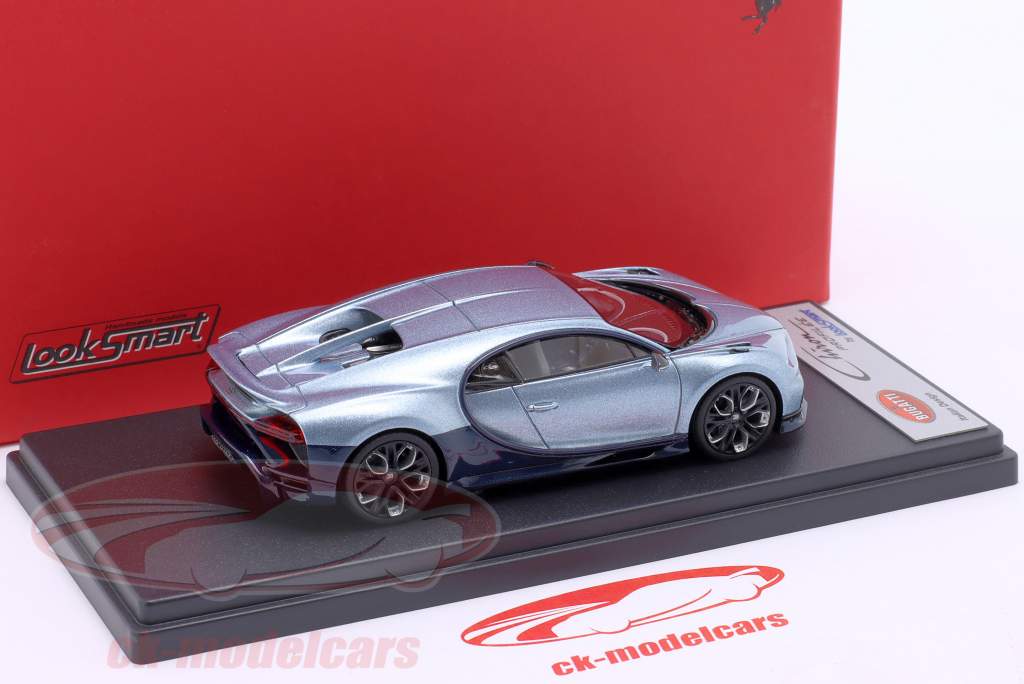 Bugatti Chiron Profilee byggeår 2023 sølv metallisk / mørkeblå 1:43 LookSmart