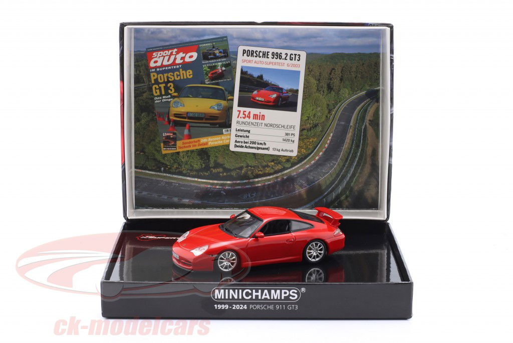 Porsche 911 (996.2) GT3 Test Nürburgring 2003 red 1:43 Minichamps