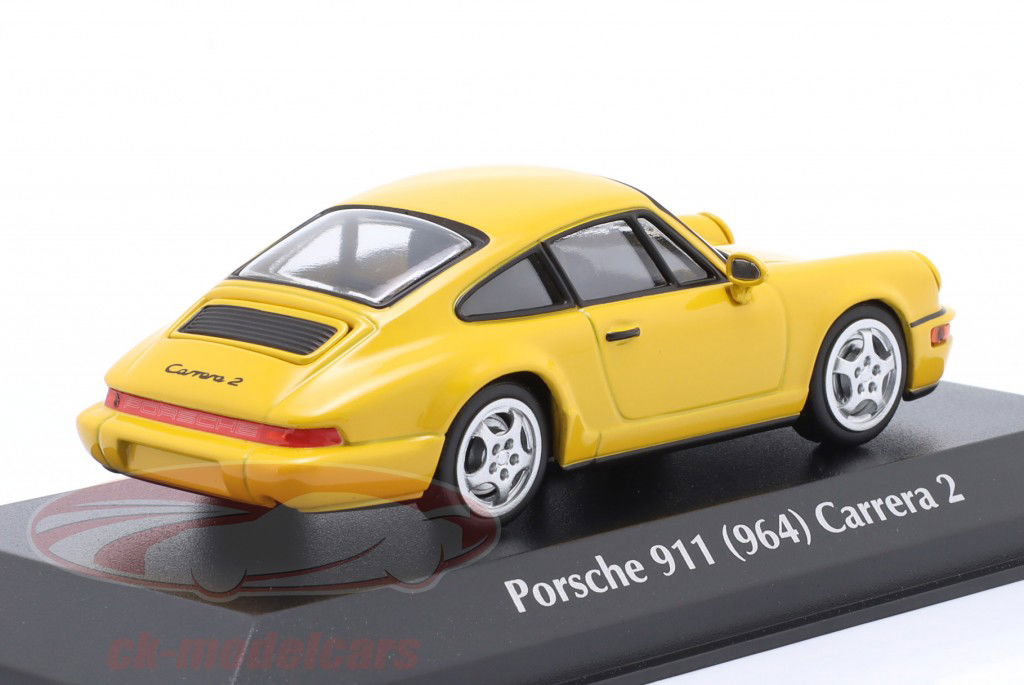 Porsche 911 (964) Carrera 2 bouwjaar 1989 geel 1:43 Minichamps