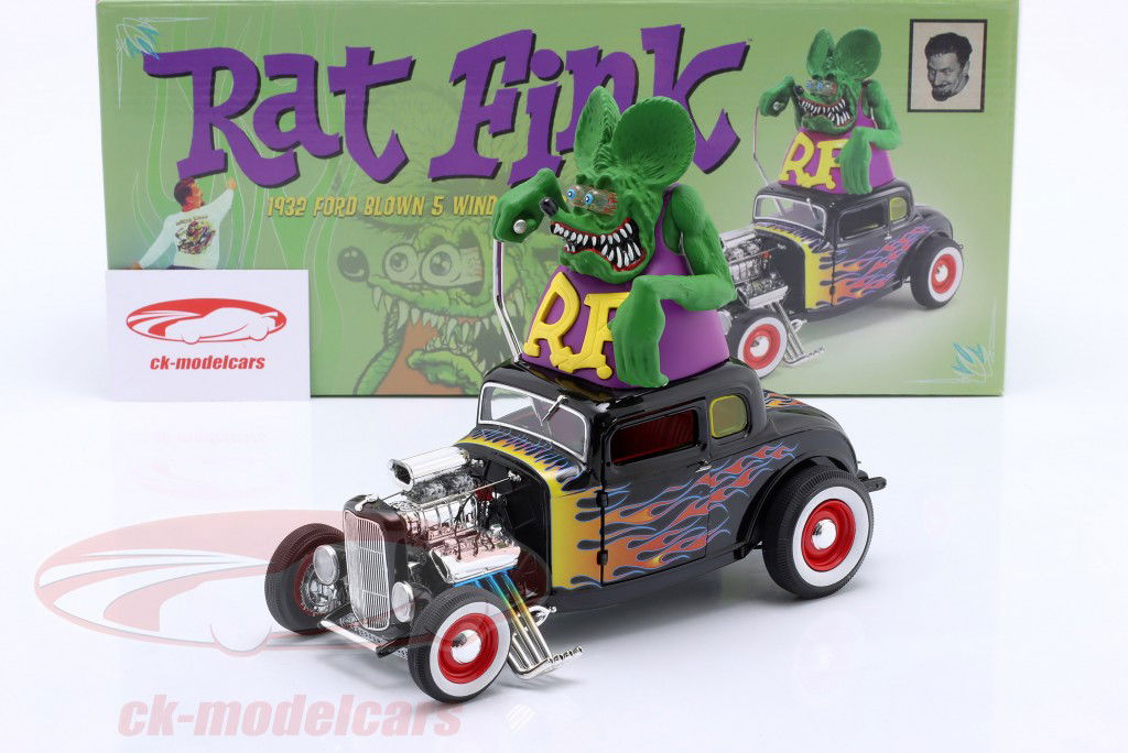 Ford Blown 5 (Rat Fink figure) year 1932 black 1:18 GMP