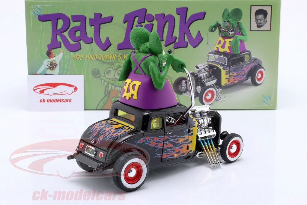 Ford Blown 5 (Rat Fink figure) year 1932 black 1:18 GMP