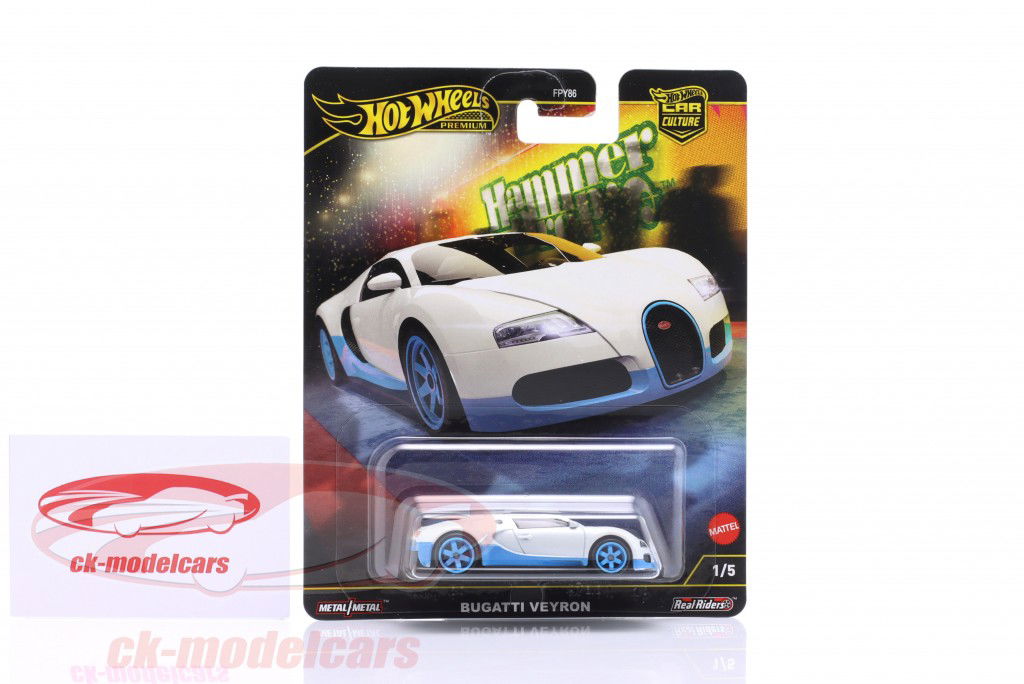 Bugatti Veyron Hammer Drop hvid / lyseblå 1:64 HotWheels