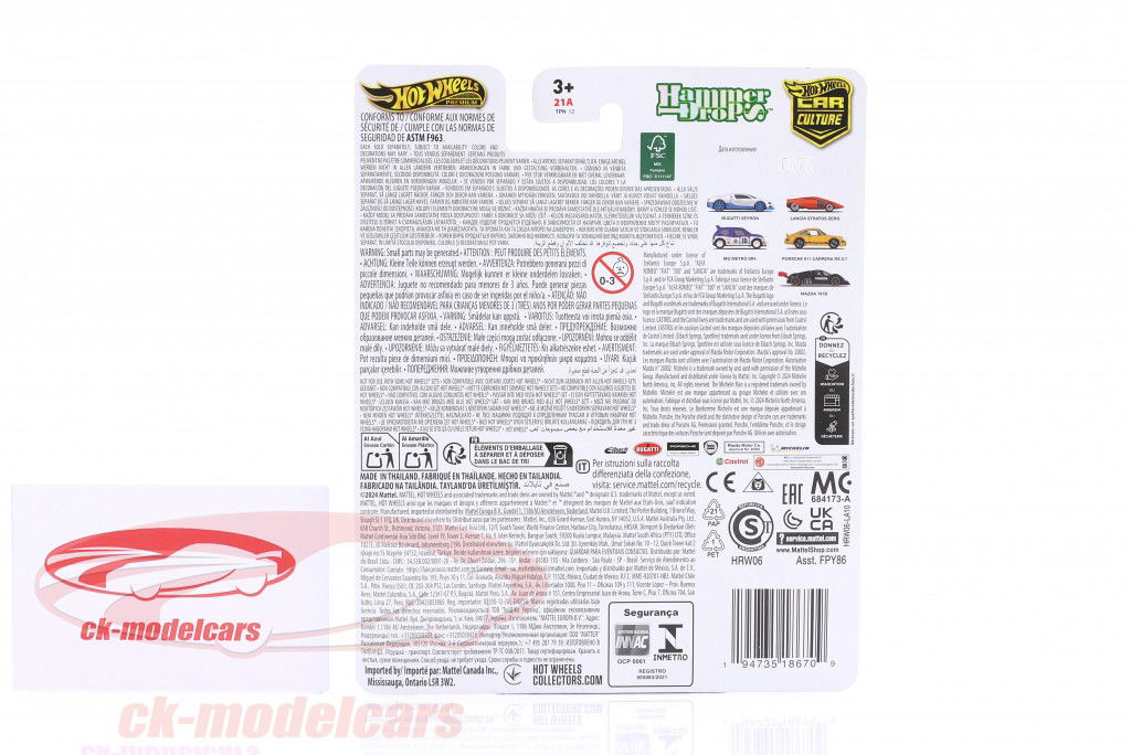 Bugatti Veyron Hammer Drop hvid / lyseblå 1:64 HotWheels