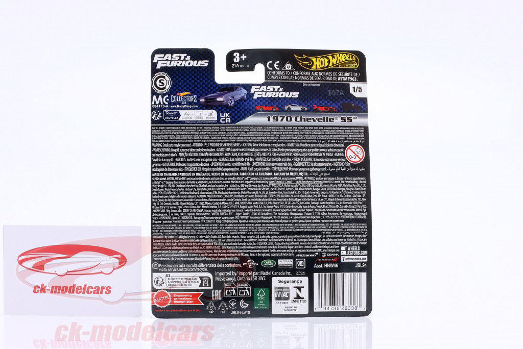 Chevrolet Chevelle SS bouwjaar 1970 (Fast & Furious) grijs 1:64 HotWheels