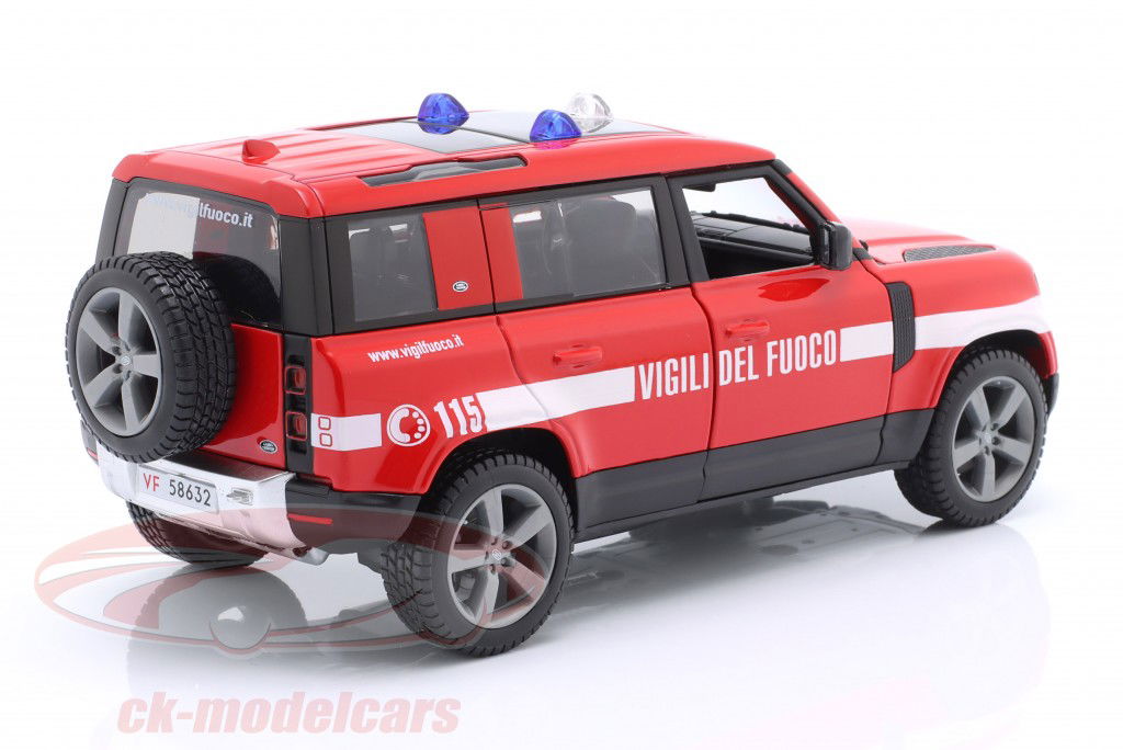 Land Rover Defender 110 Fire department Italy 2022 red / white 1:24 Bburago