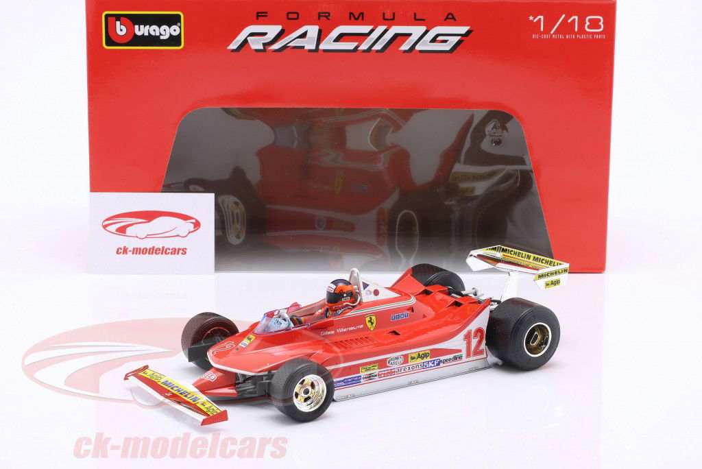 G. Villeneuve Ferrari 312T4 #12 gagnant Afrique du Sud GP formule 1 1979 1:18 Bburago