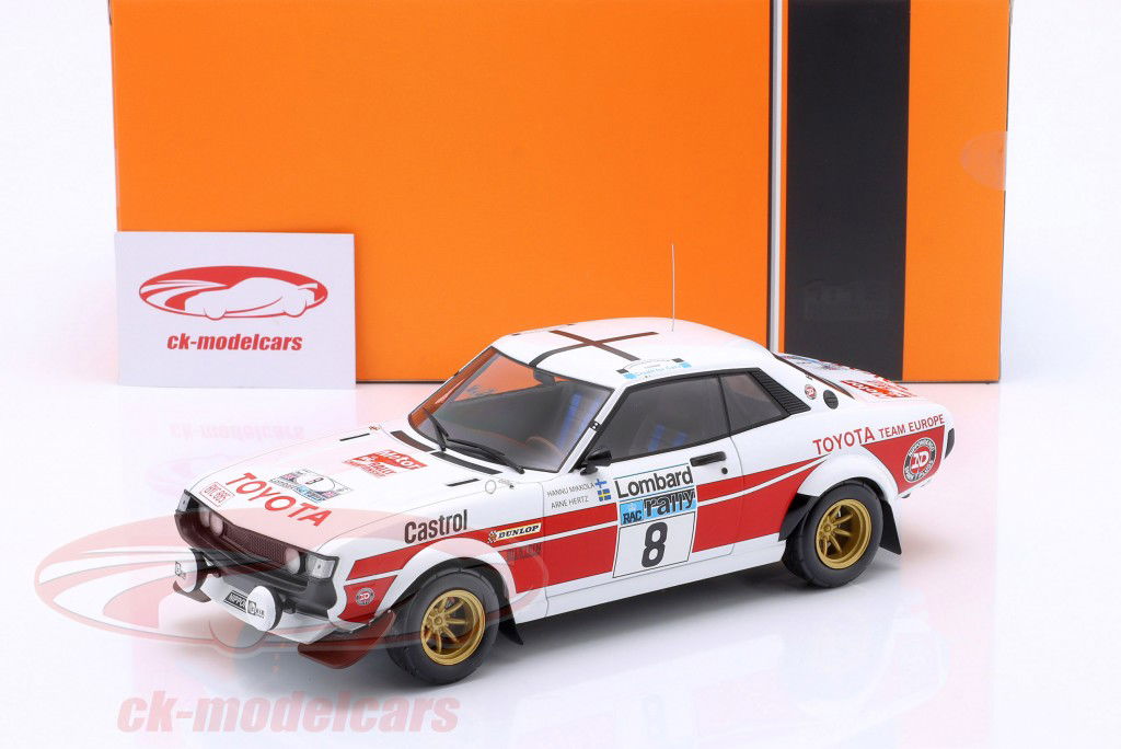 Toyota Celica 2000 GT (RA21) #8 2° RAC Rallye 1977 Mikkola, Hertz 1:18 Ixo
