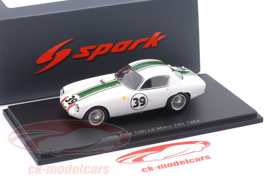 Lotus Elite #39 vinder GT1.3 24h LeMans 1963 Fergusson, Wagstaff 1:43 Spark
