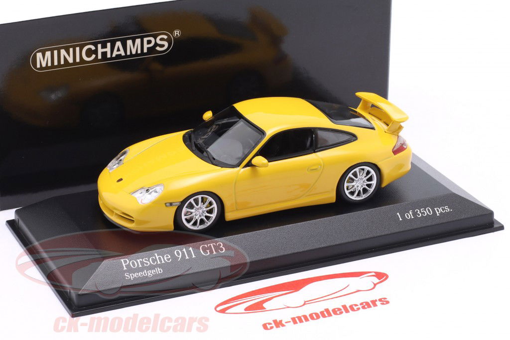 Porsche 911 GT3 Año de construcción 2003 amarillo rápido 1:43 Minichamps