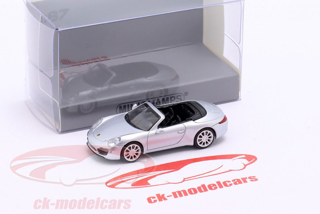 Porsche 911 (991) Carrera S Cabriolet Année de construction 2013 argent métallique 1:87 Minichamps