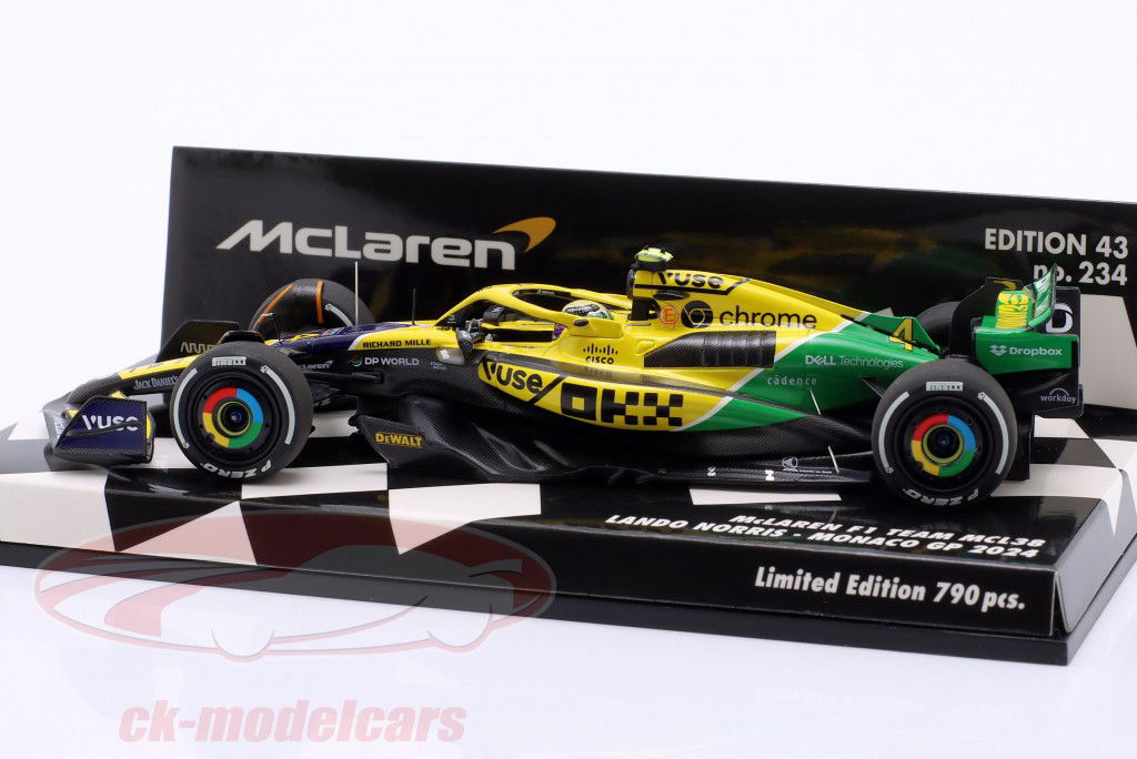 Lando Norris McLaren MCL38 #4 4th Monaco GP Formula 1 2024 1:43 Minichamps