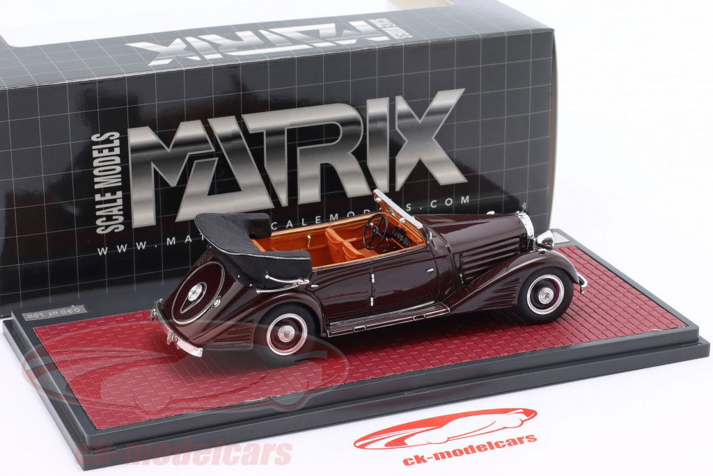 Maybach Zeppelin DS8 4 portes convertible by Spohn 1934 bordeaux 1:43 Matrix