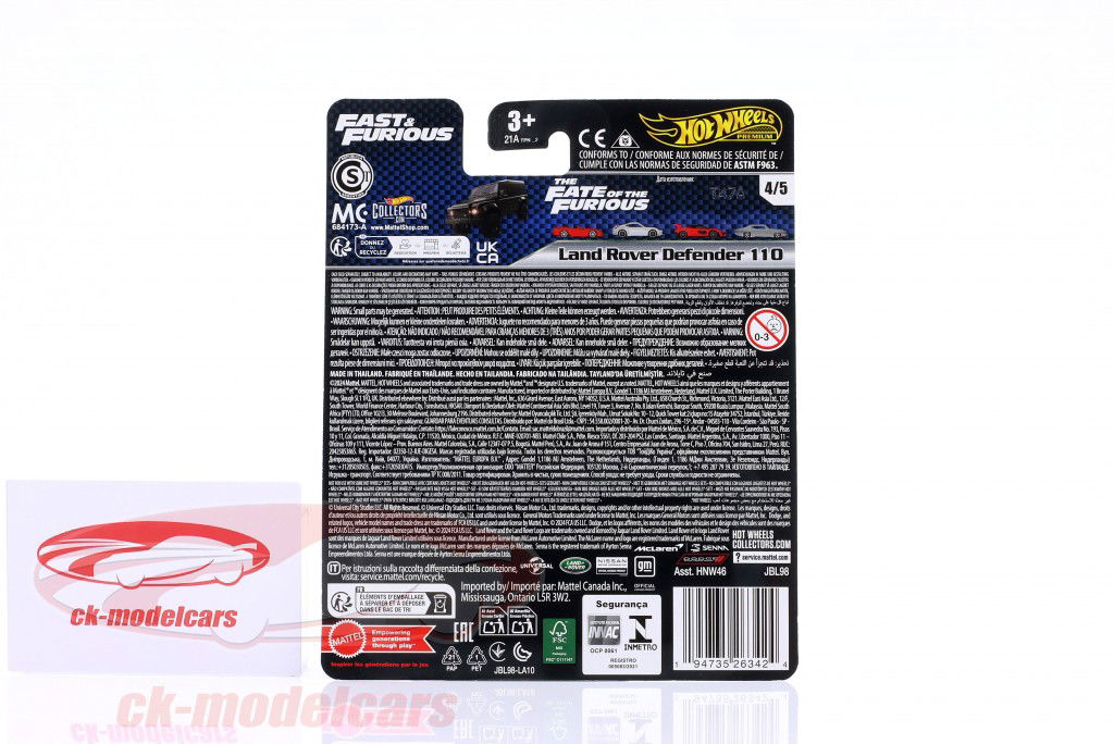 Land Rover Defender 110 (Fast & Furious) noir 1:64 HotWheels