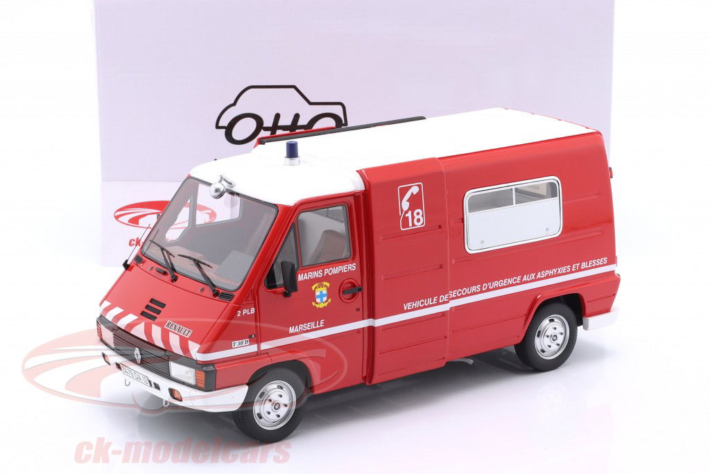 Renault Master T30 VSAB Vigili del fuoco Marseille 1980 rosso 1:18 OttOmobile