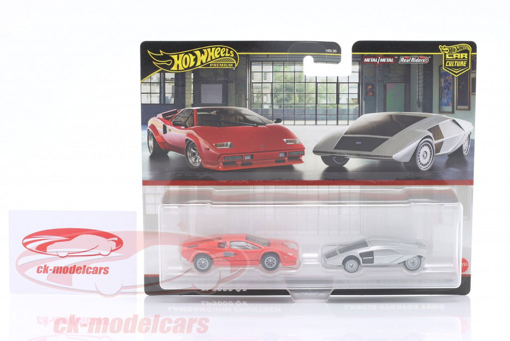 2-Car Set: Lamborghini Countach LP5000 QV & Lancia Stratos Zero 1:64 HotWheels