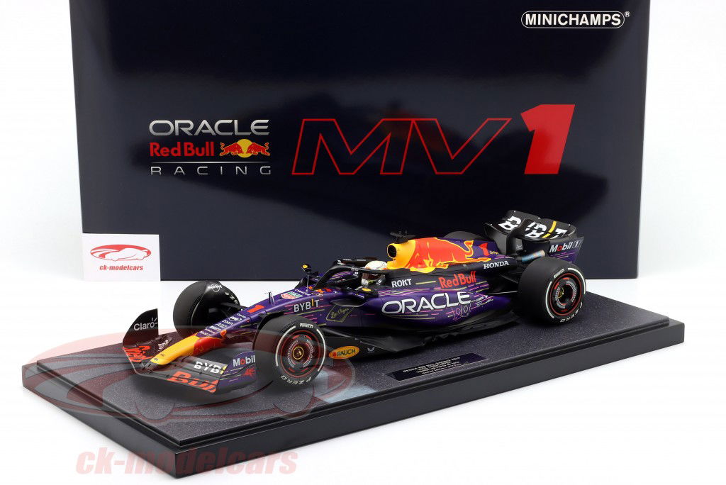Max Verstappen Red Bull RB19 #1 Gagnant Las Vegas GP formule 1 Champion du monde 2023 1:12 Minichamps