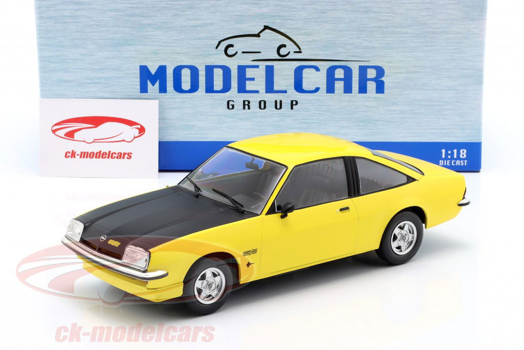 Opel Manta B GT /E Bouwjaar 1975 geel / zwart 1:18 ModelCar Group