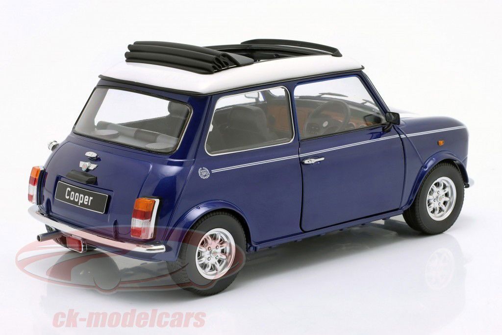 Mini Cooper mit Schiebedach blau metallic / weiß RHD 1:12 KK-Scale