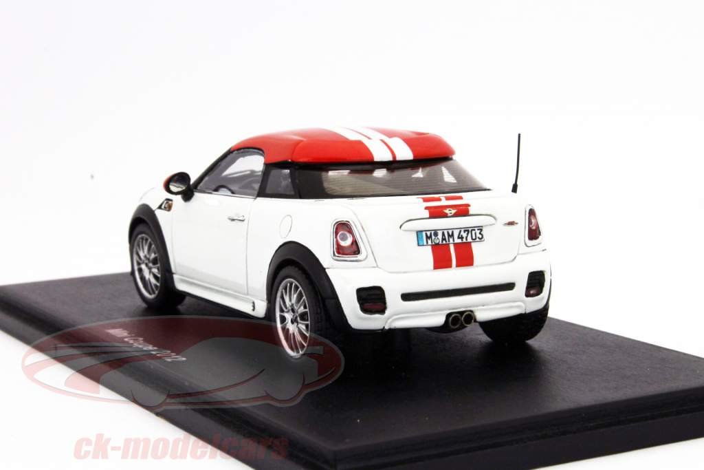 Mini Coupe 2012 bianco con strisce rosse 1:43 Spark