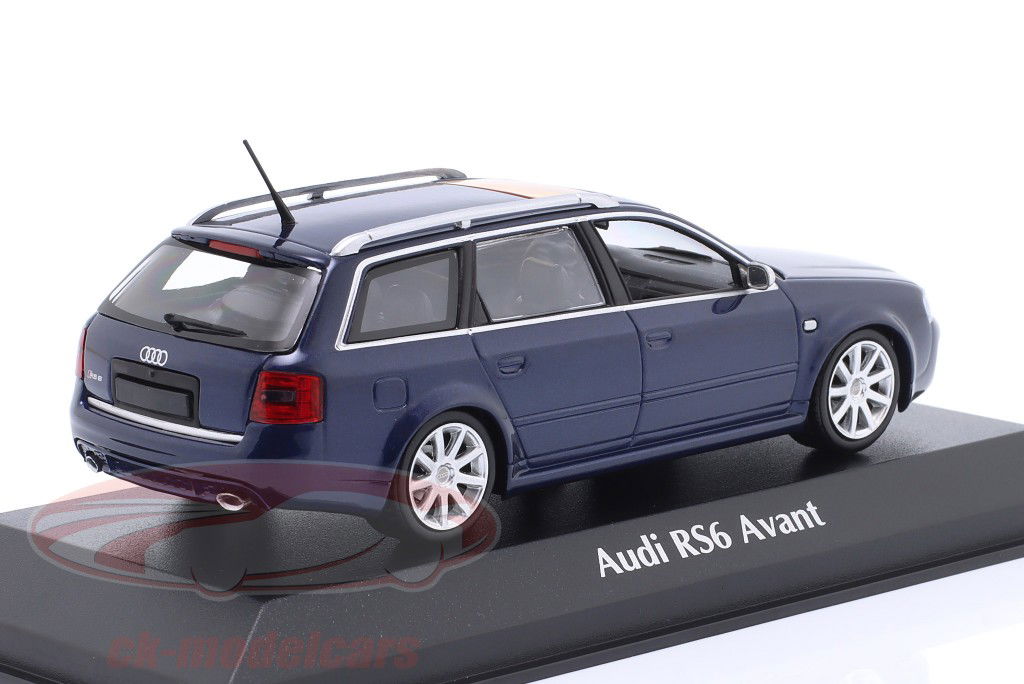 Audi RS6 Avant (C5) Ano de construção 2002 azul metálico 1:43 Minichamps