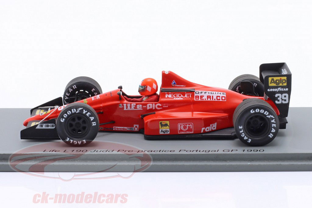Bruno Giacomelli Life L190 #39 Pré-entraînement Portugal GP formule 1 1990 1:43 Spark