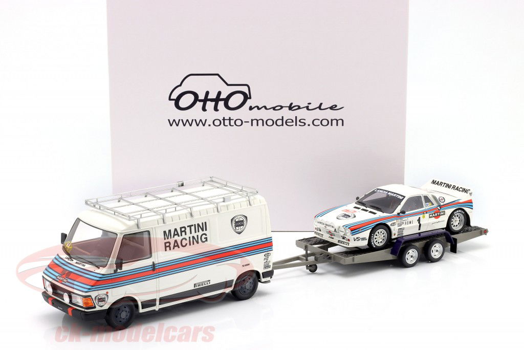 3辆车 放 Rallye Monte Carlo 1983: Fiat 242 & Lancia 037 Rally #1 和 拖车 1:18 OttOmobile