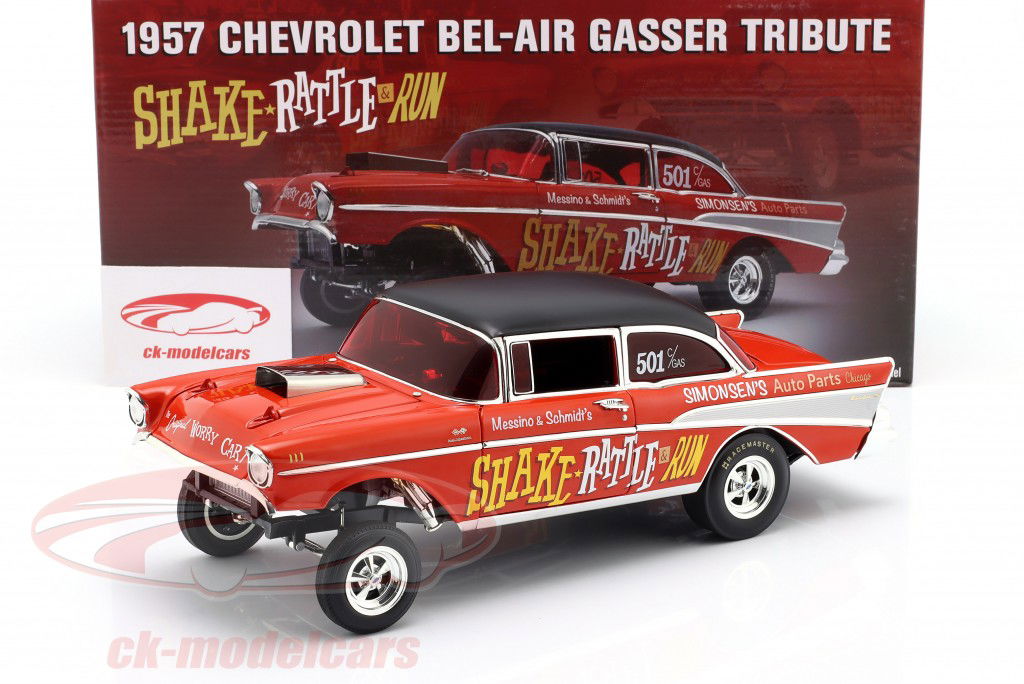 Chevrolet Bel Air Gasser "Shake Rattle & Run Tribute" Bouwjaar 1957 rood 1:18 GMP