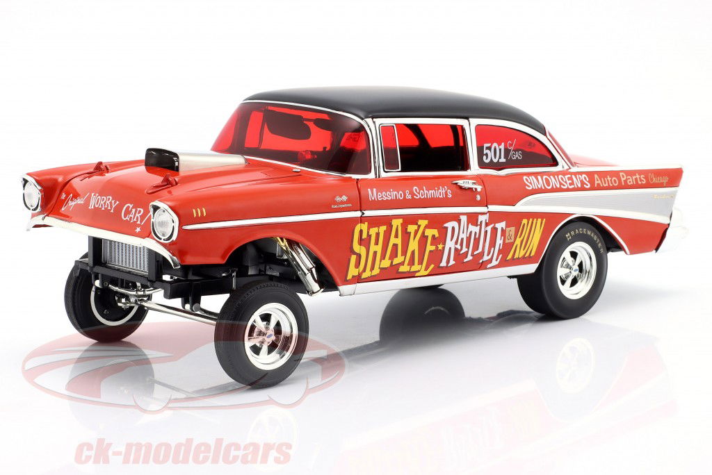Chevrolet Bel Air Gasser "Shake Rattle & Run Tribute" Bouwjaar 1957 rood 1:18 GMP