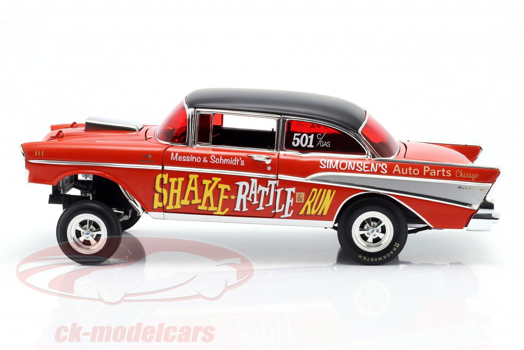 Chevrolet Bel Air Gasser "Shake Rattle & Run Tribute" Bouwjaar 1957 rood 1:18 GMP