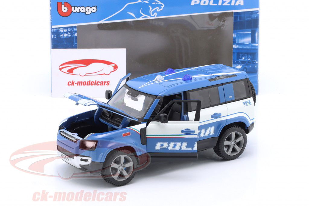 Land Rover Defender 110 Polizia Stradale Anno di costruzione 2022 blu / bianco 1:24 Bburago