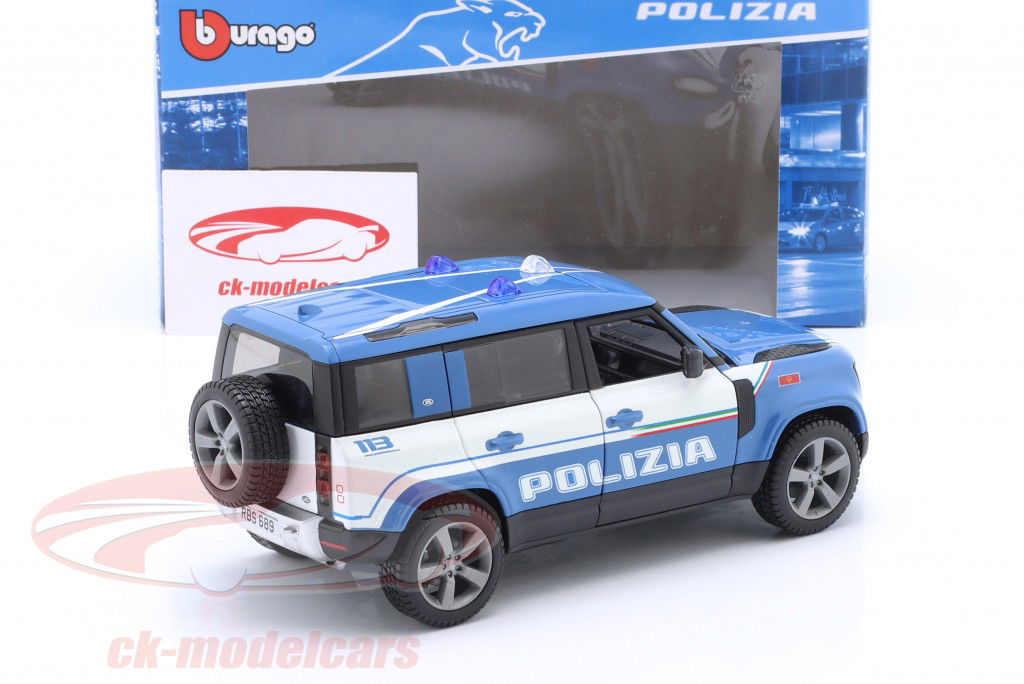 Land Rover Defender 110 police year 2022 blue / white 1:24 Bburago