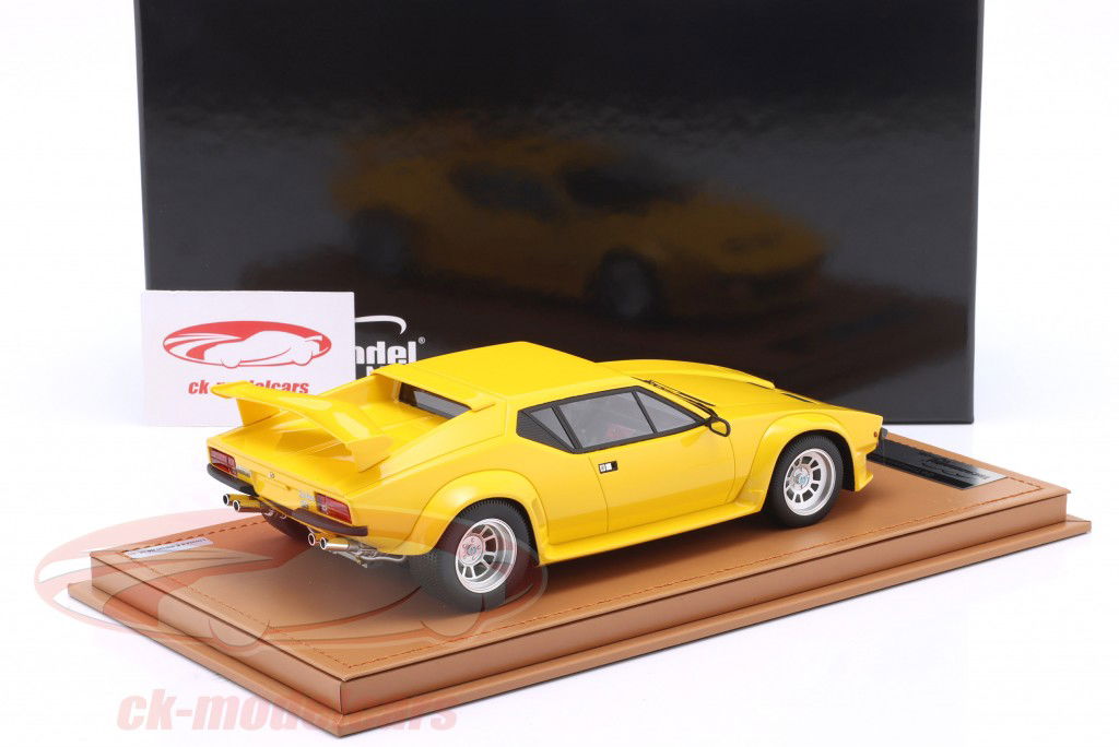 De Tomaso Pantera GT5 Byggeår 1982 gul 1:18 Tecnomodel