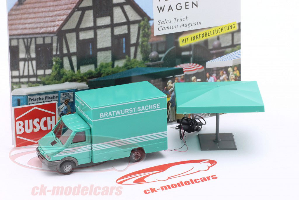 多味香肠 撒克逊人 销售车 绿松石 / 白色的 1:87 Busch