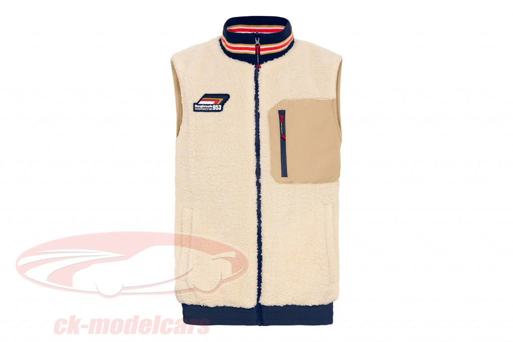 Porsche gilet di peluche 953 Roughroads Collezione beige / blu