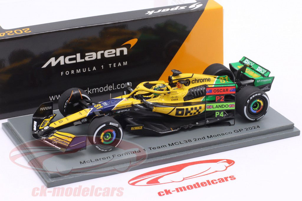 Oscar Piastri McLaren MCL38 #81 2e Monaco GP formule 1 2024 1:43 Spark