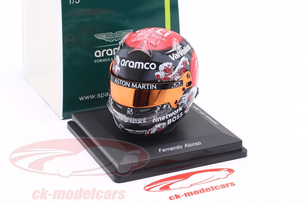 Fernando Alonso #14 Aston Martin Aramco F1 Team formel 1 2024 hjelm 1:5 Spark