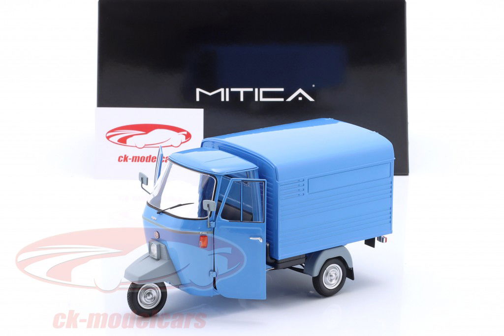 Piaggio Ape P501 Bouwjaar 1979 blauw 1:18 Mitica