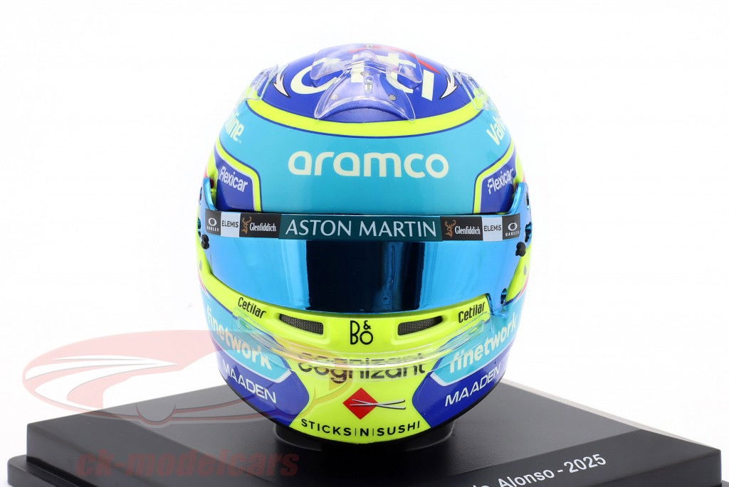 Fernando Alonso #14 Aston Martin Aramco F1 Team formule 1 2025 casque 1:5 Spark