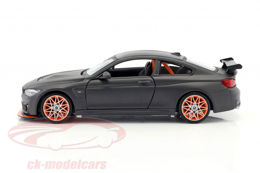 BMW M4 GTS 鈍い 黒 と オレンジ リム 1:24 Maisto