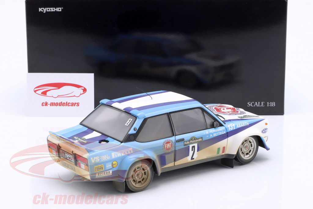 Fiat 131 Abarth Dirty Version #2 ganhador Rallye Piancavallo 1981 Bettega, Perissinot 1:18 Kyosho