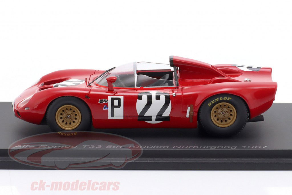 Alfa Romeo T33 #22 5ème 1000km Nürburgring 1967 Autodelta SpA 1:43 Spark