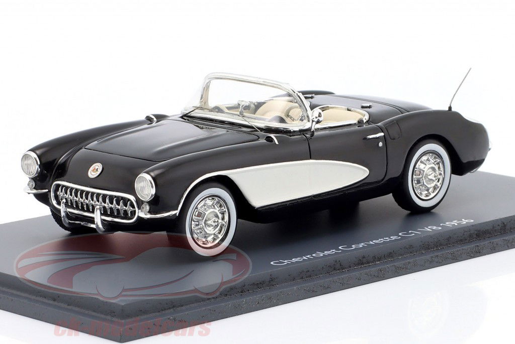 Chevrolet Corvette C1 V8 Convertible year 1956 black / white 1:43 Spark