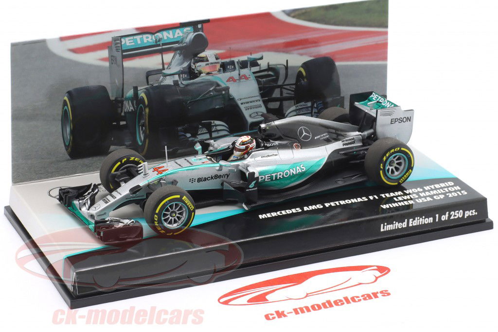 Minichamps 1:43 L. Hamilton Mercedes F1 W06 #44 Winner USA
