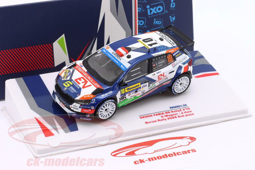 Skoda Fabia RS Rally2 #10 2nd Rallye Barum 2024 Hain, Wagner 1:43 Ixo