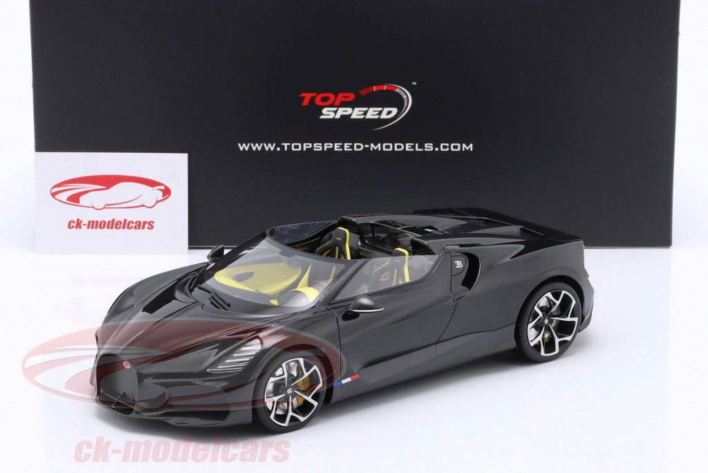 Bugatti W16 Mistral 建造年份 2024 黑色的 1:18 TrueScale