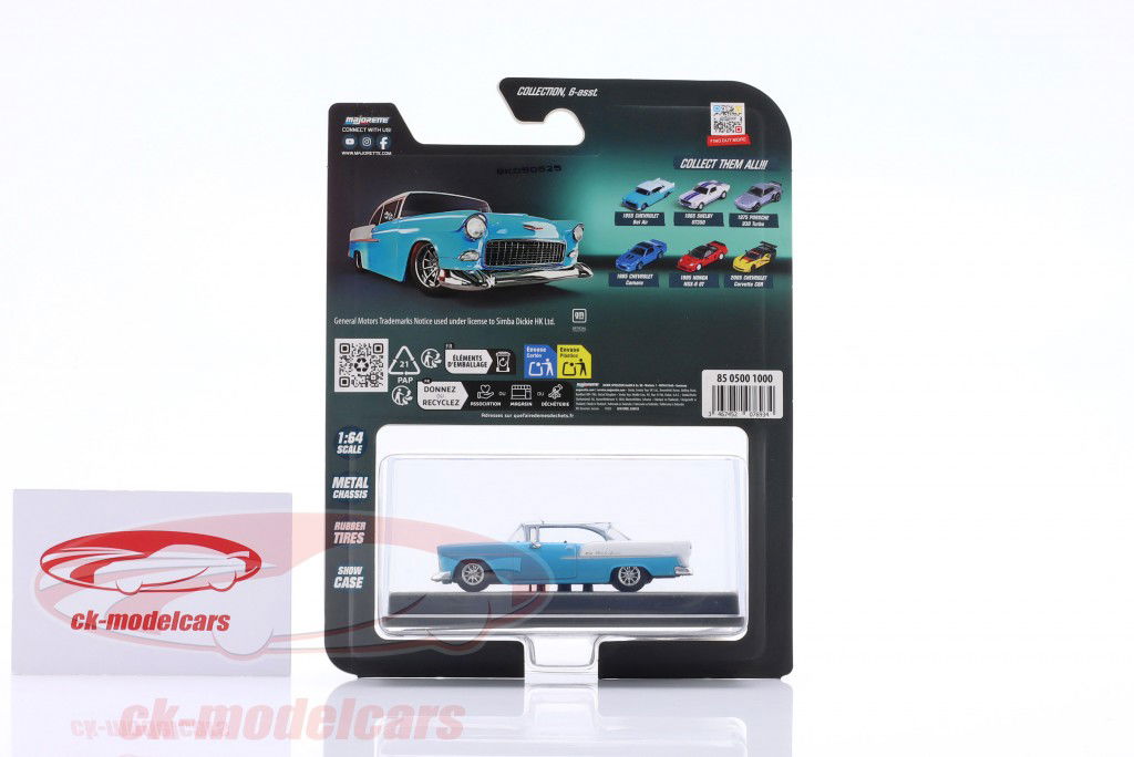 Chevrolet Bel Air 建設年 1955 水色 / 白 1:64 Majorette