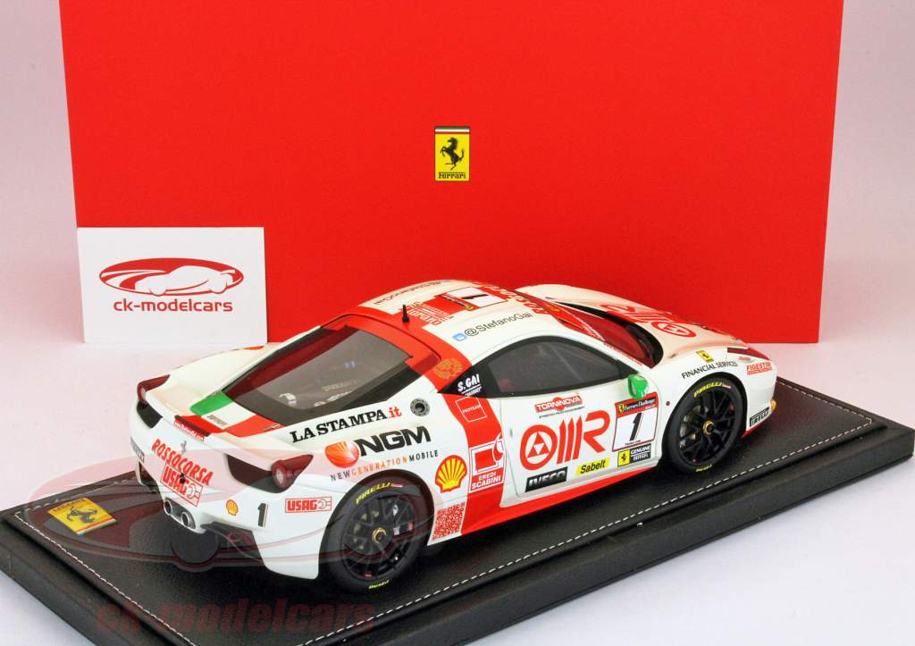 Ferrari 458 Challenge #1 2012 Команда Rosso Corsa белый 1:18 BBR