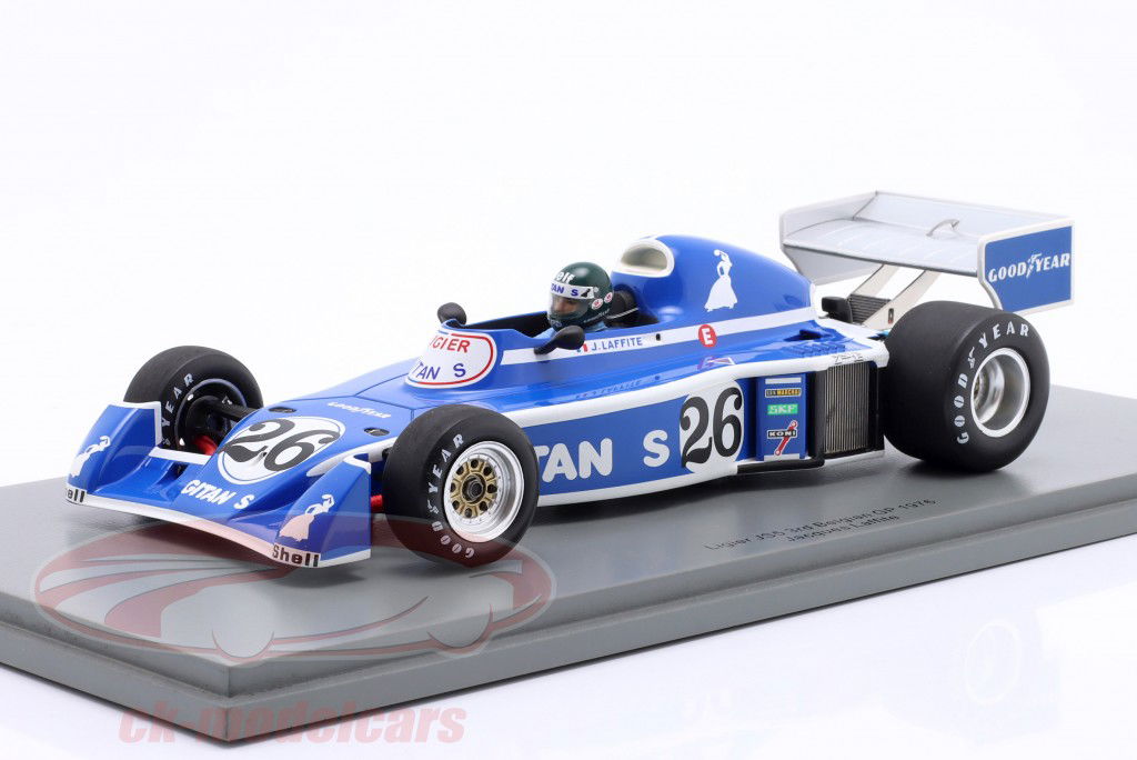 Jacques Laffite Ligier JS5 #26 3. Belgien GP formel 1 1976 1:18 Spark