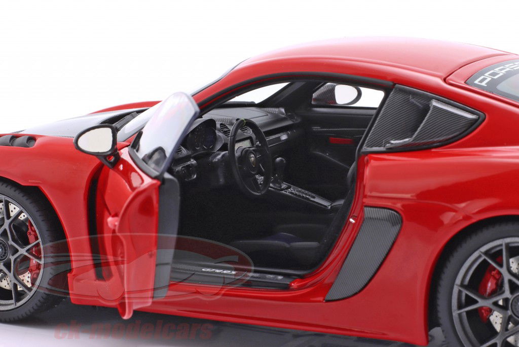 Porsche Cayman GT4 RS Pacchetto Weissach 2024 rosso 1:18 Minichamps